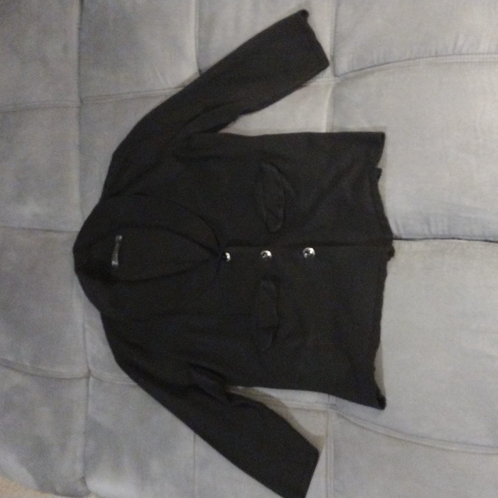 New York & Company 3 button Vneck Collar Sweater (Black-Large)